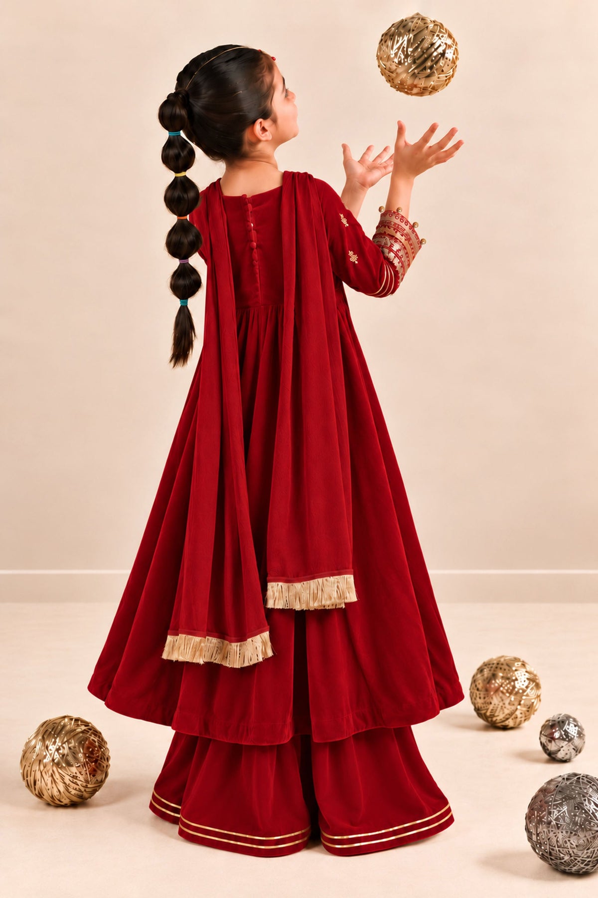 3 Piece Embroidered Velvet Suit