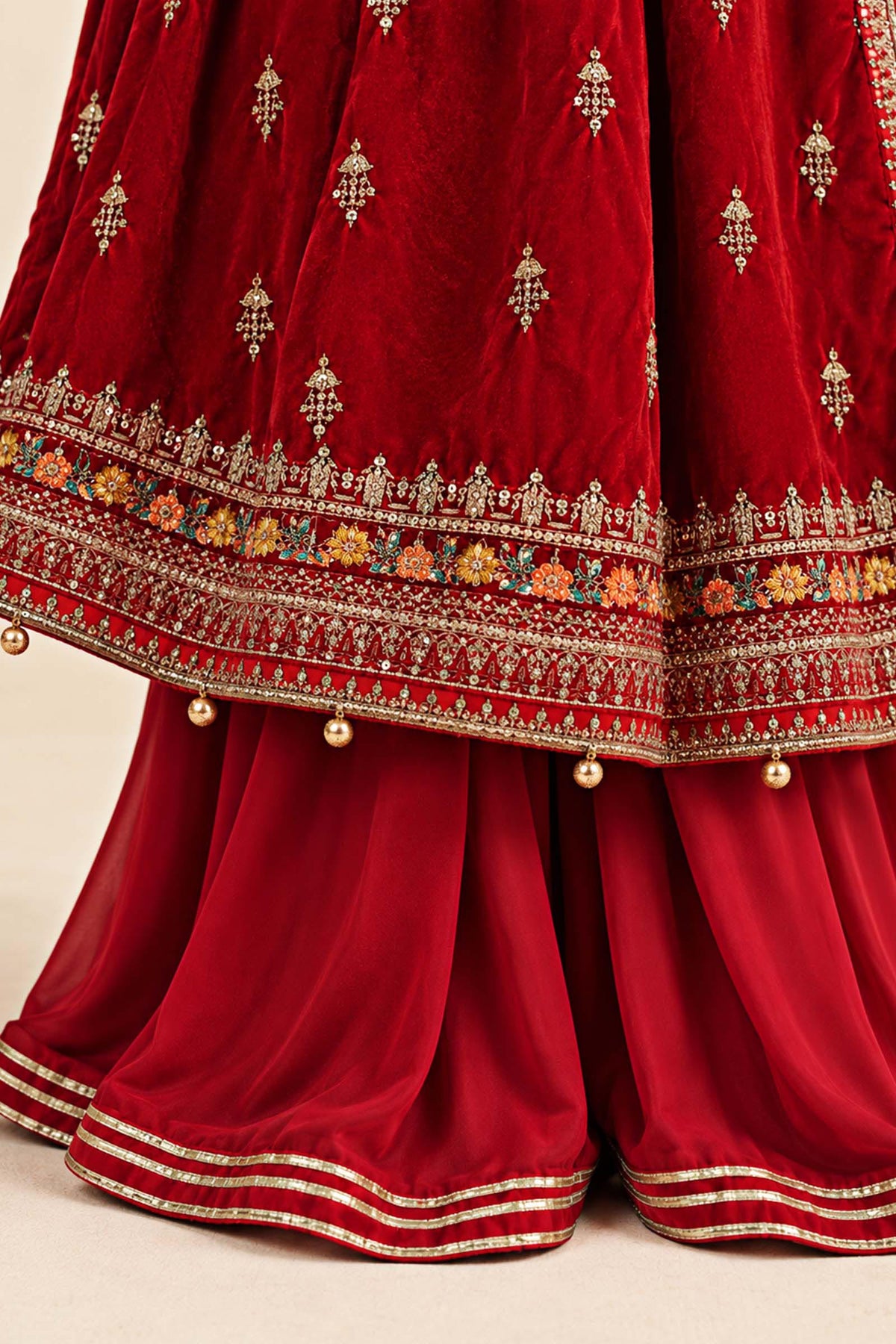 3 Piece Embroidered Velvet Suit