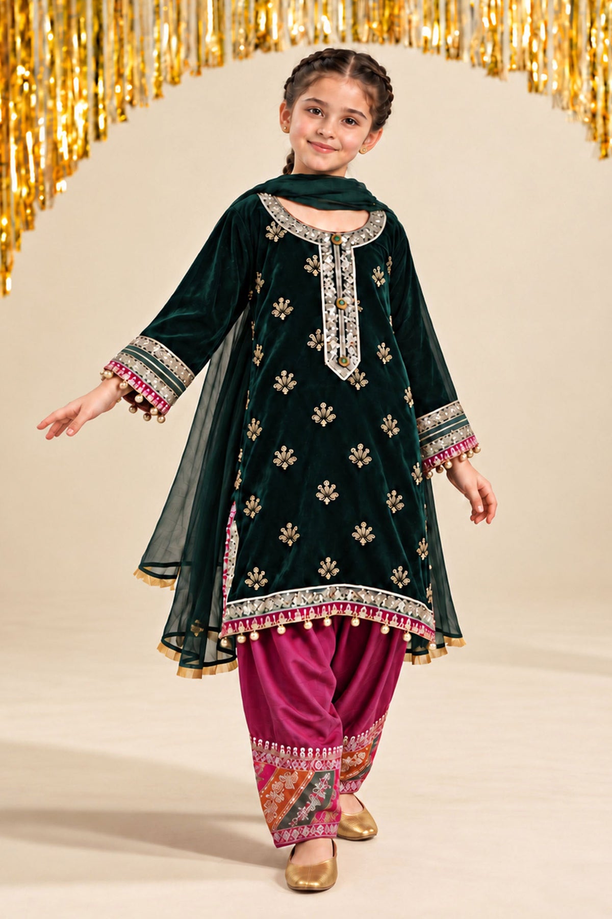 3 Piece Embroidered Velvet Suit