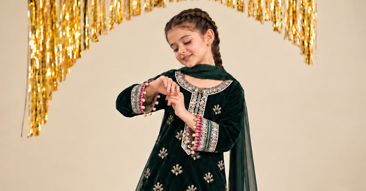 3 Piece Embroidered Velvet Suit