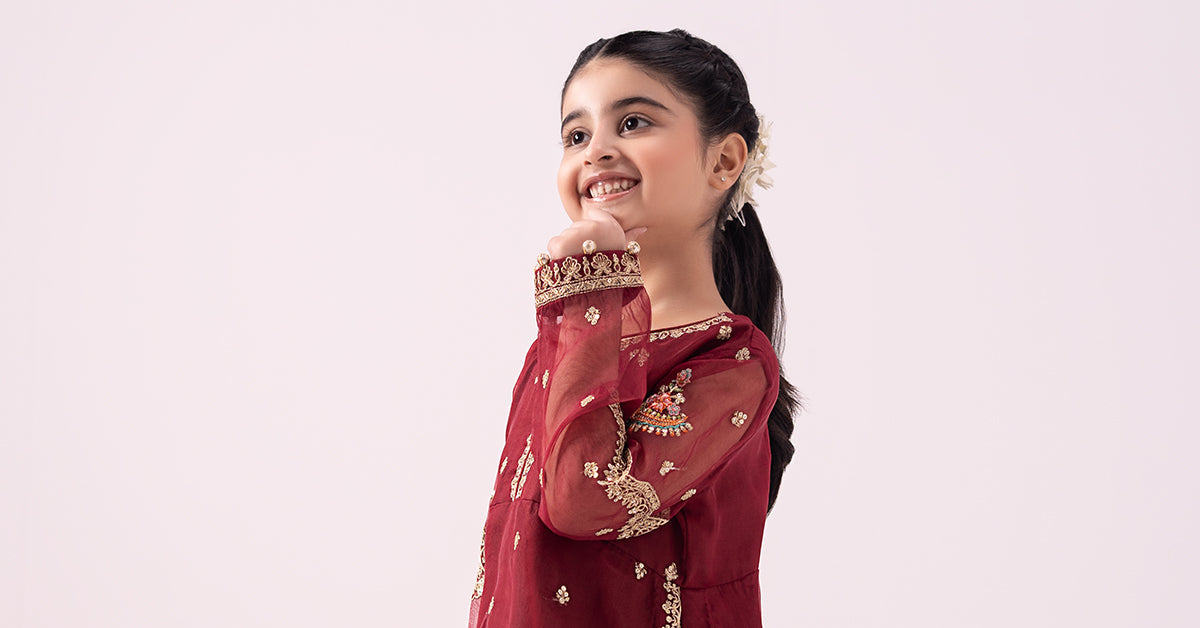 3 Piece Embroidered Organza Suit