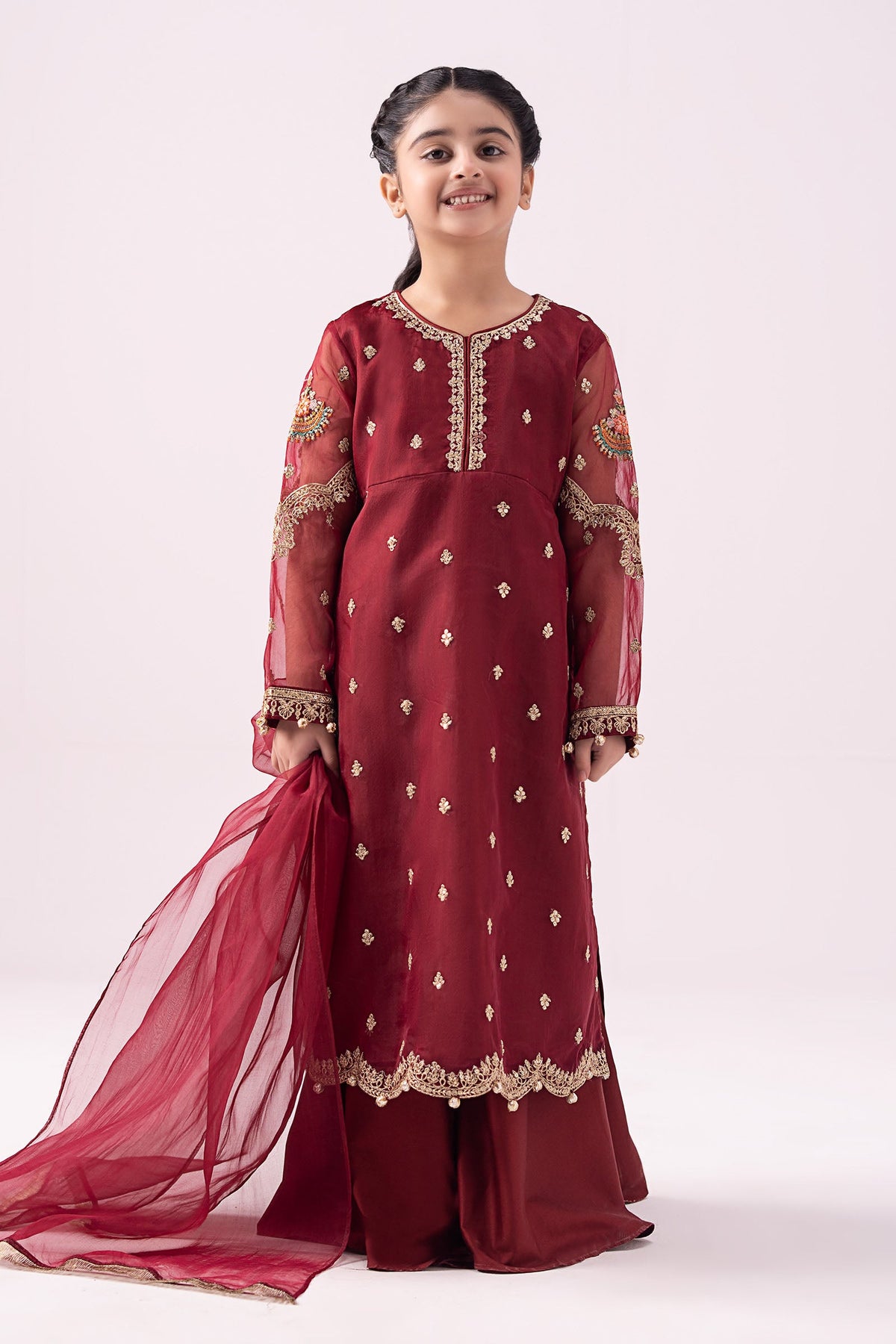 3 Piece Embroidered Organza Suit