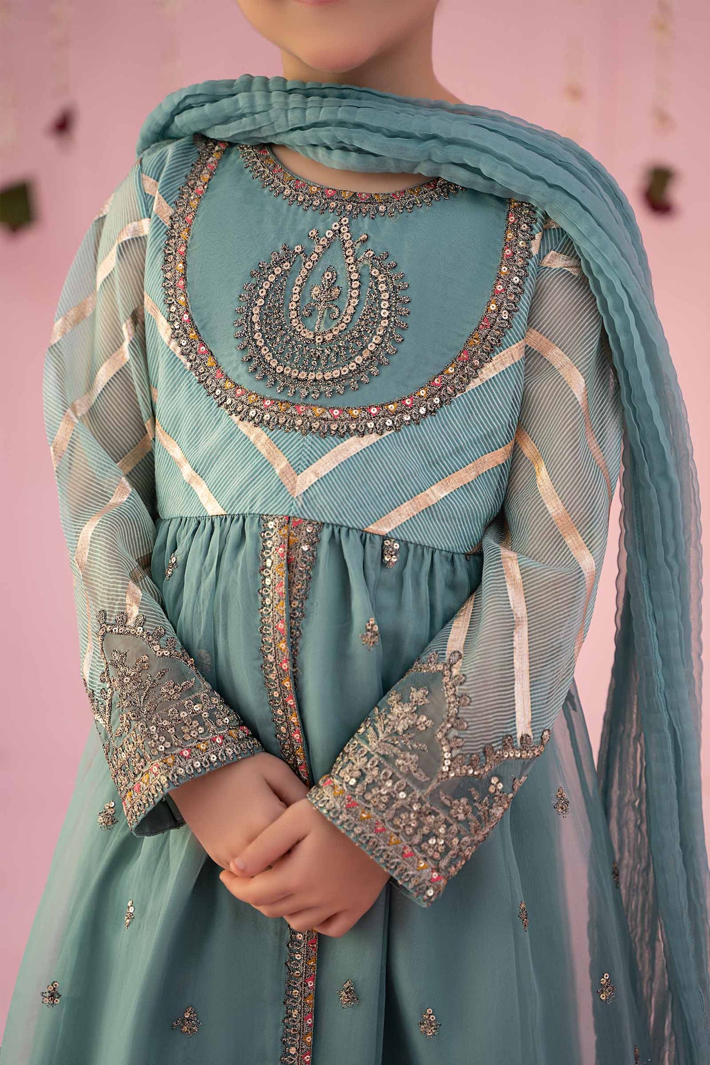 3 Piece Embroidered Organza Suit