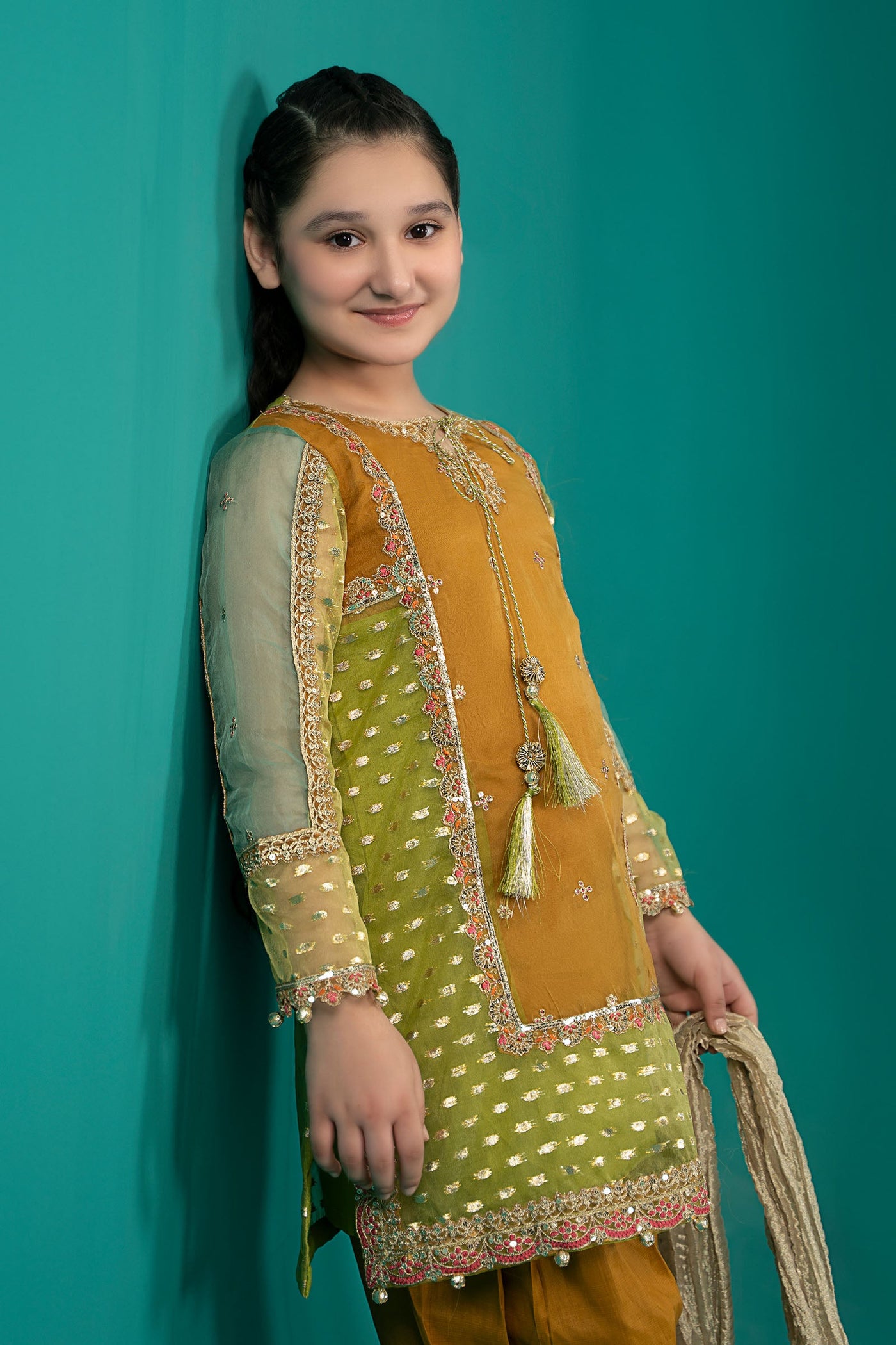 3 Piece Embroidered Organza Suit
