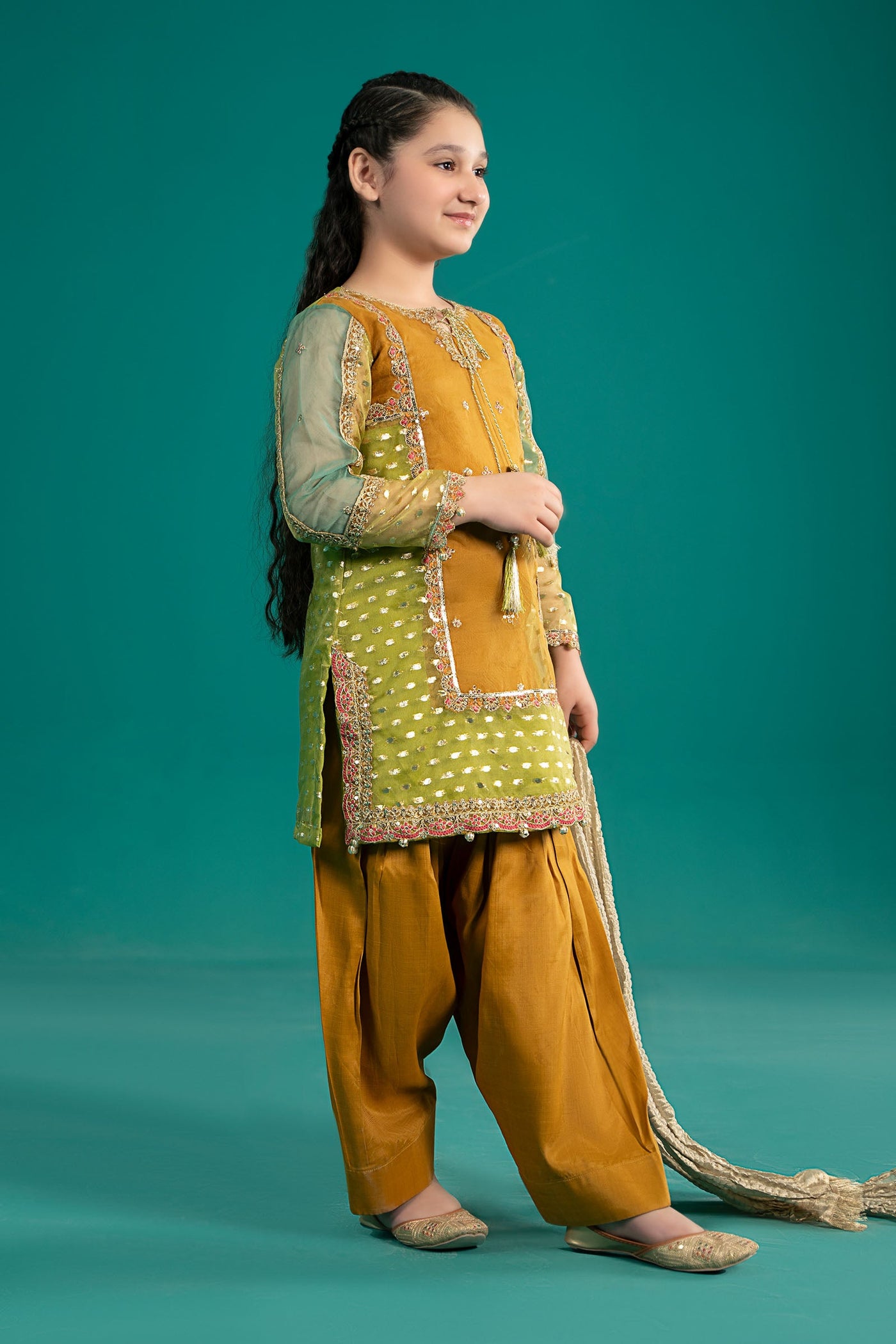 3 Piece Embroidered Organza Suit