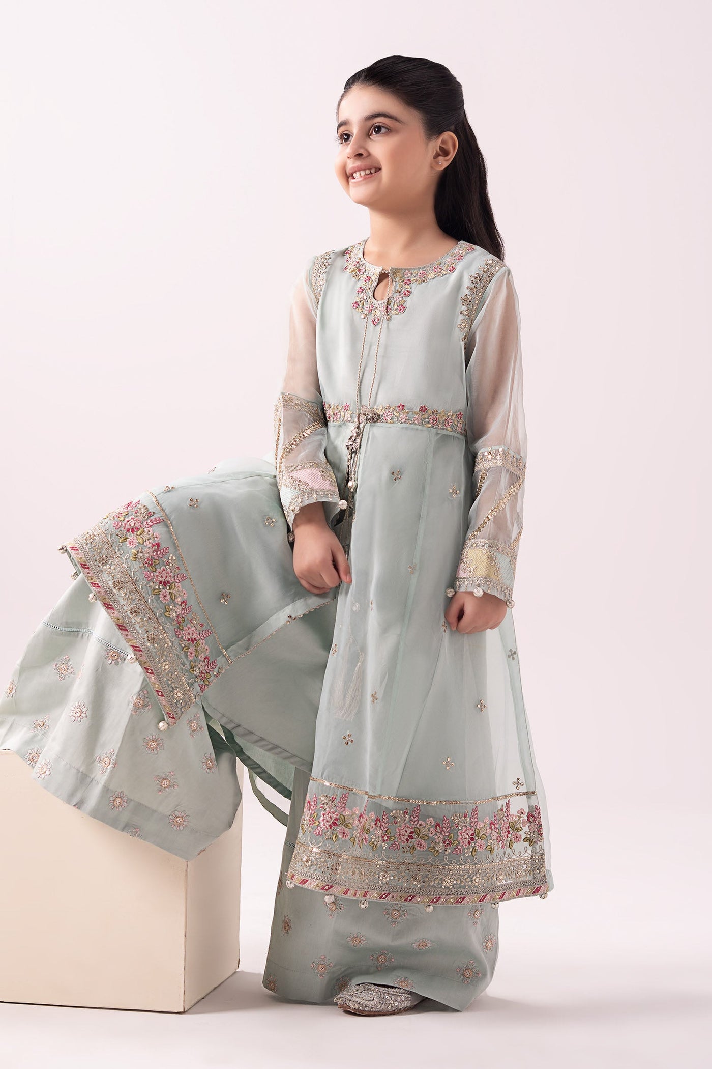 3 Piece Embroidered Organza Suit