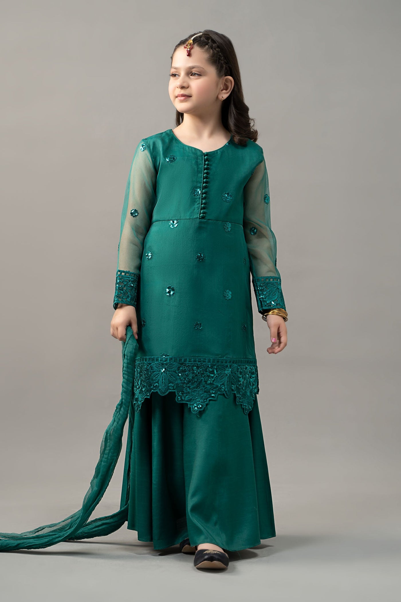 3 Piece Embroidered Organza Suit
