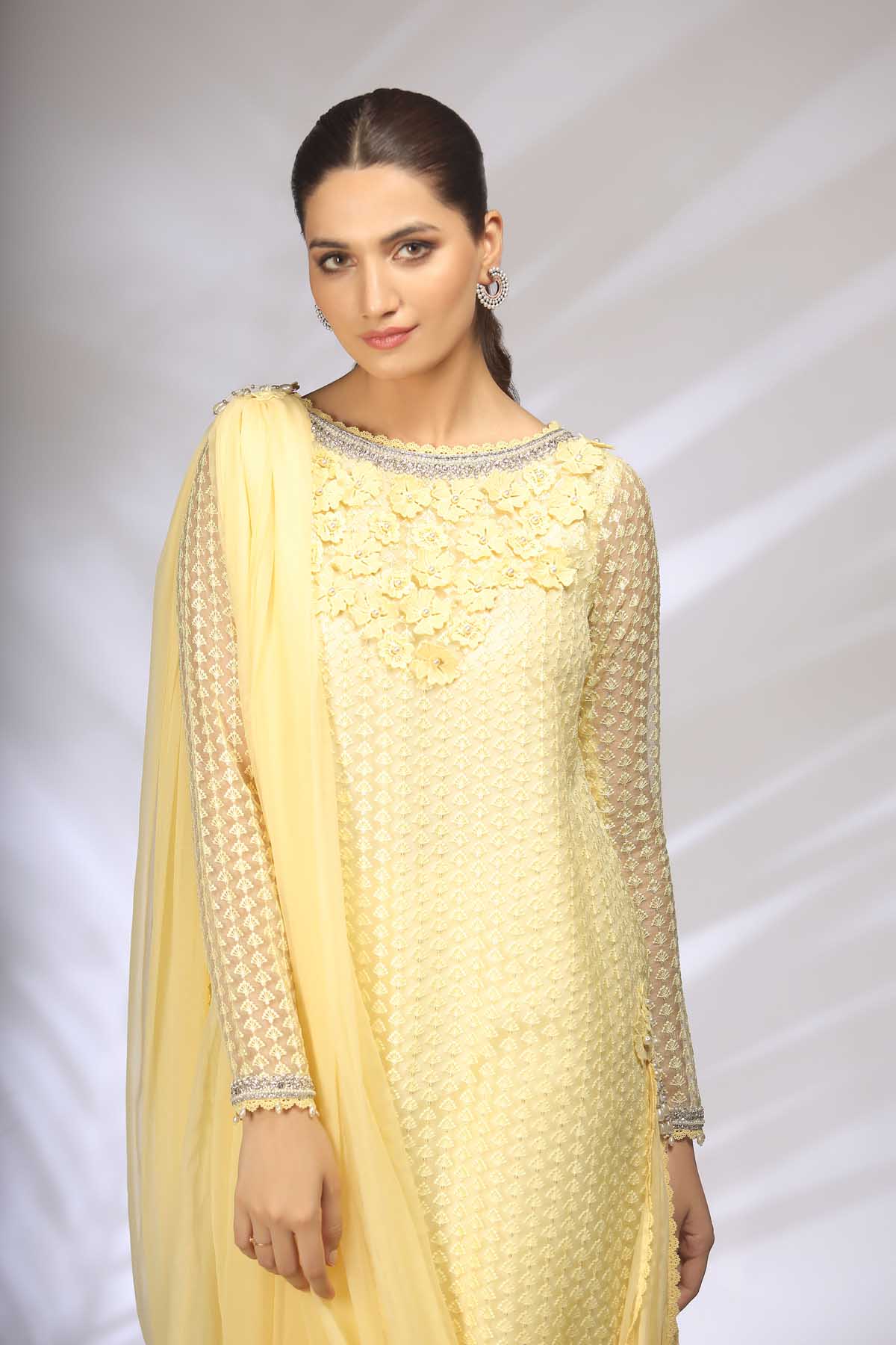 3 Piece- Pure Sheesha Silk Embroidered Suit S114532