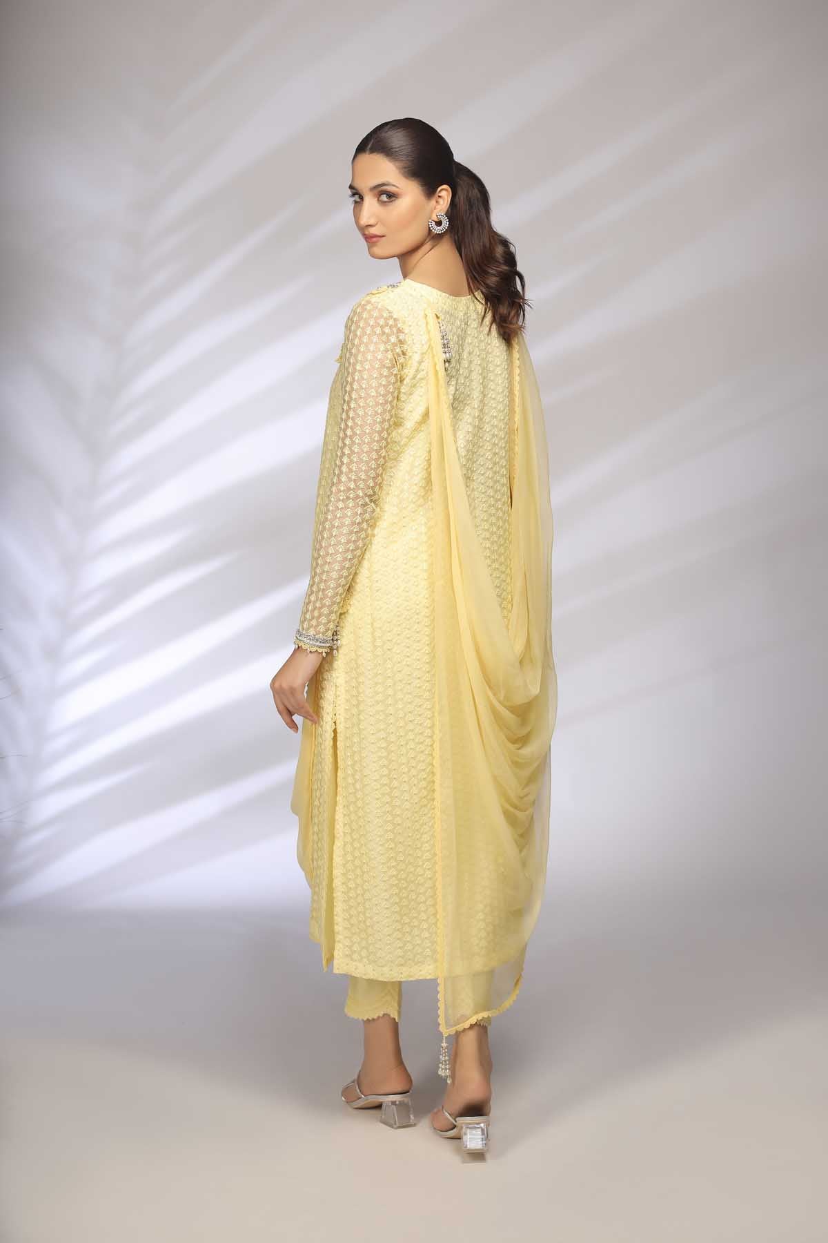 3 Piece- Pure Sheesha Silk Embroidered Suit S114532