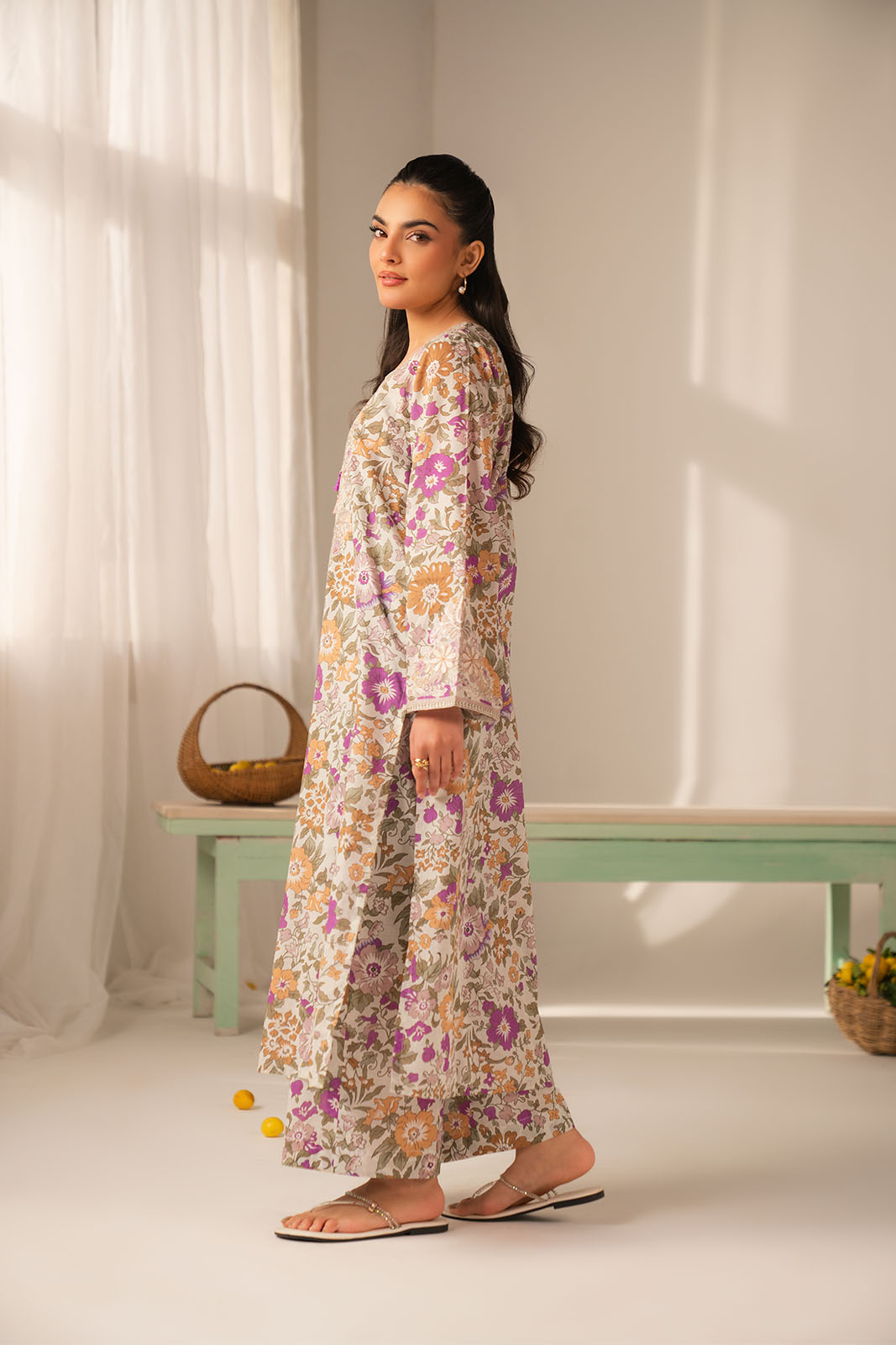 2 Piece Printed Lawn Embroidered Unstitched Suit (UC0134)