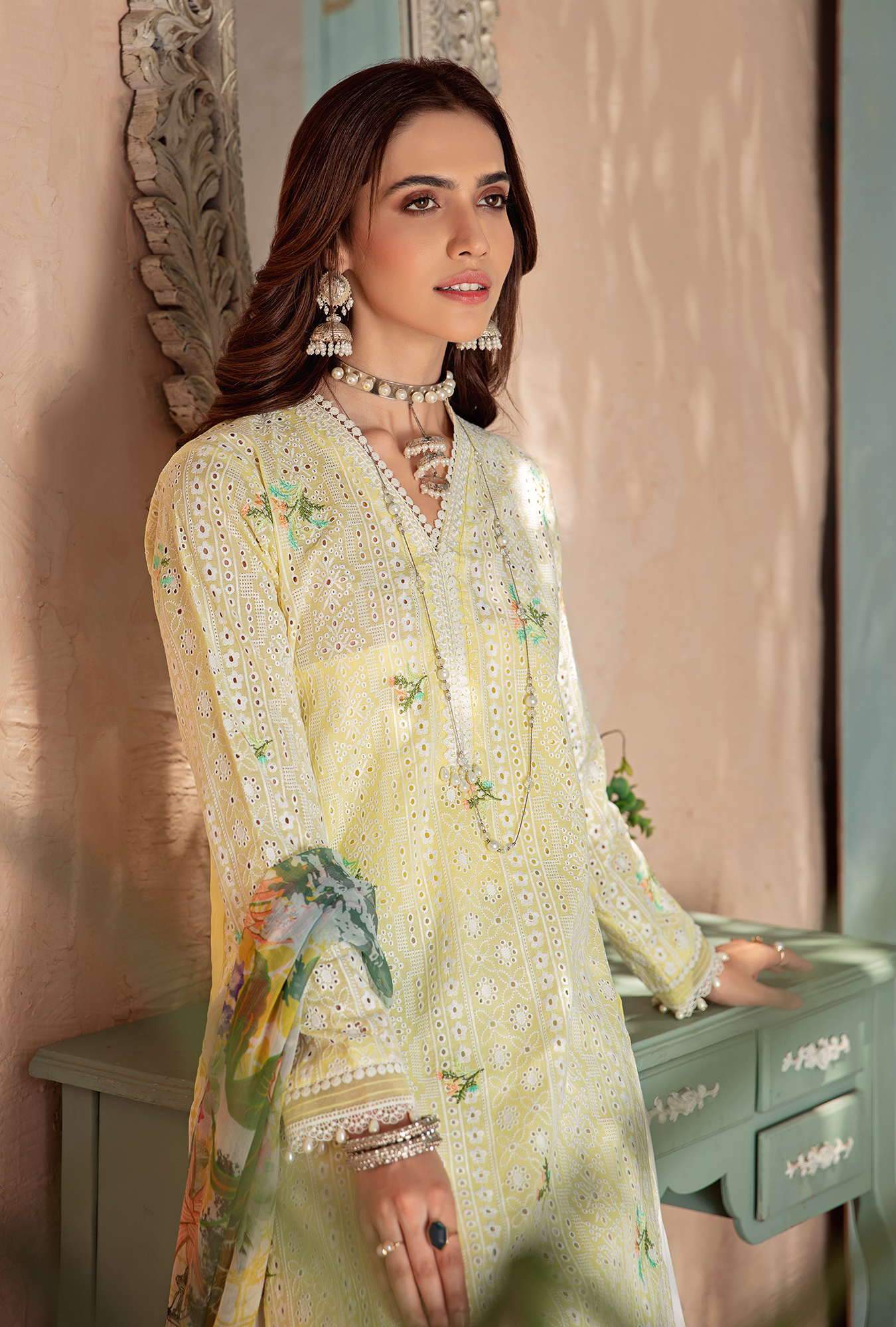 3 Piece Embroidered Dobby Lawn Suit