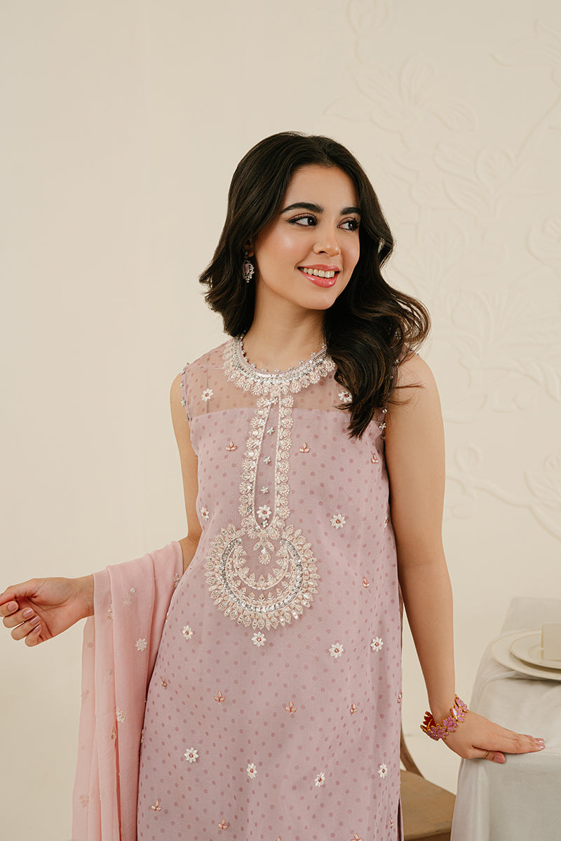 Cradle Pink-4Pc Organza Embroidered Suit