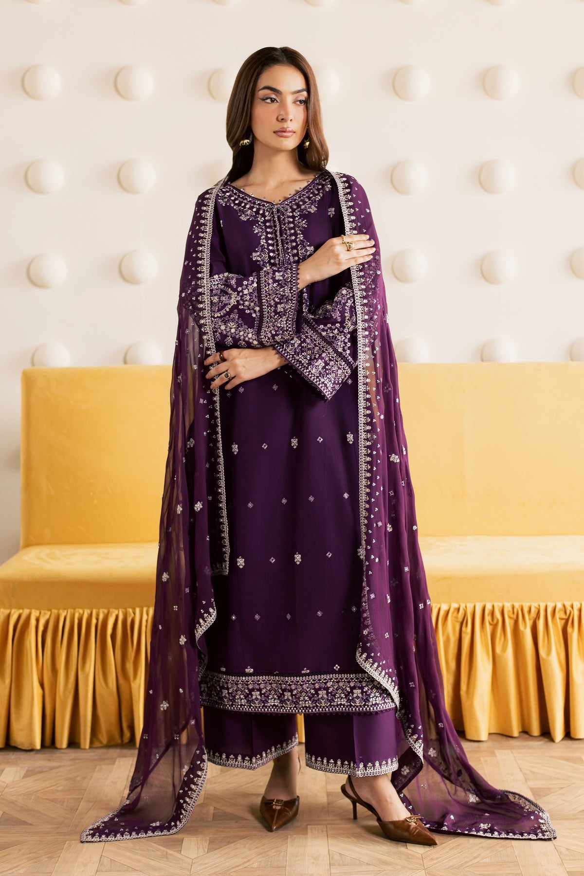 Naushi 3Pc - Embroidered Cambric Pret