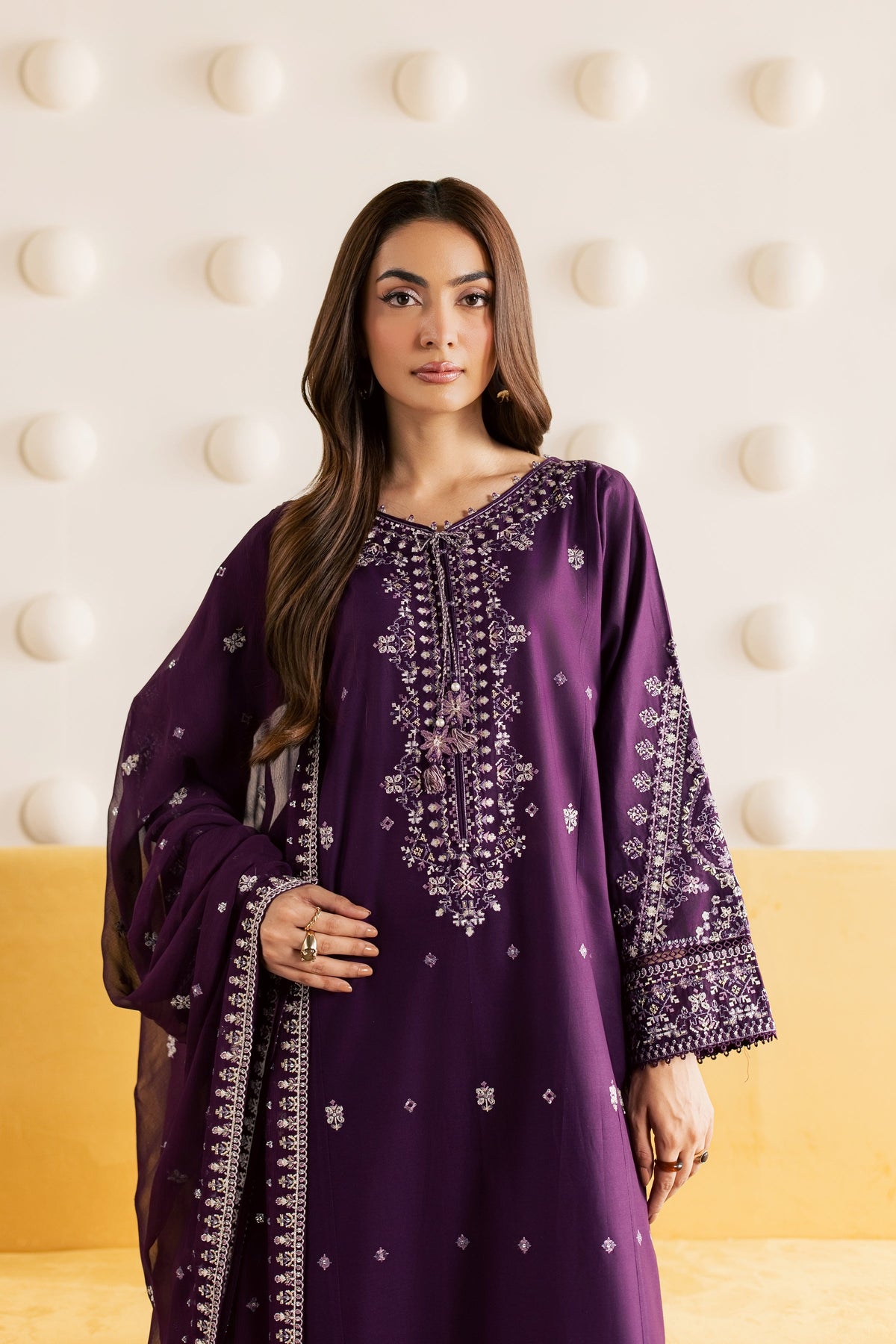 Naushi 3Pc - Embroidered Cambric Pret
