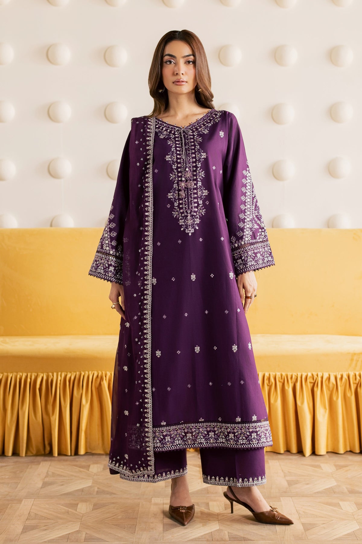 Naushi 3Pc - Embroidered Cambric Pret