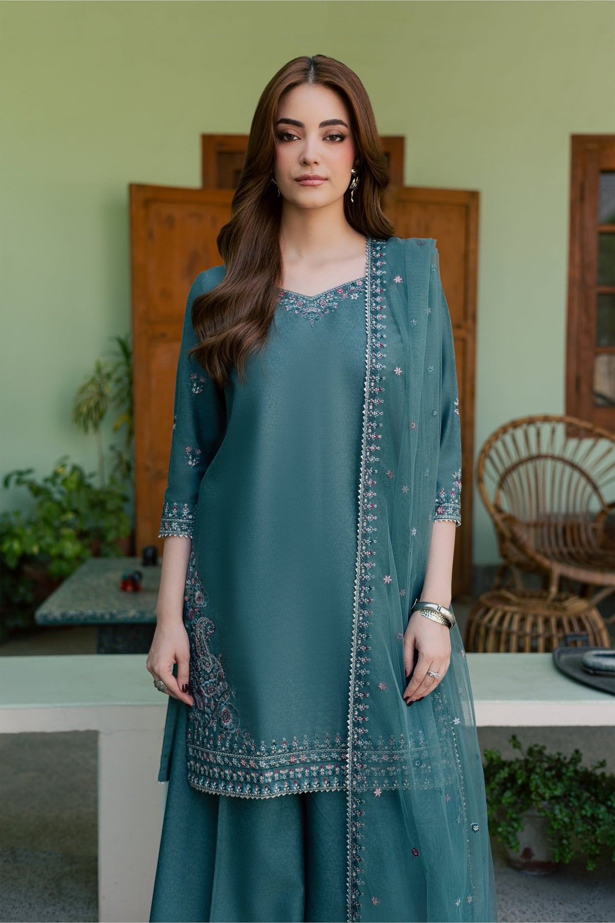 Neelara 3Pc - Embroidered Karandi Pret