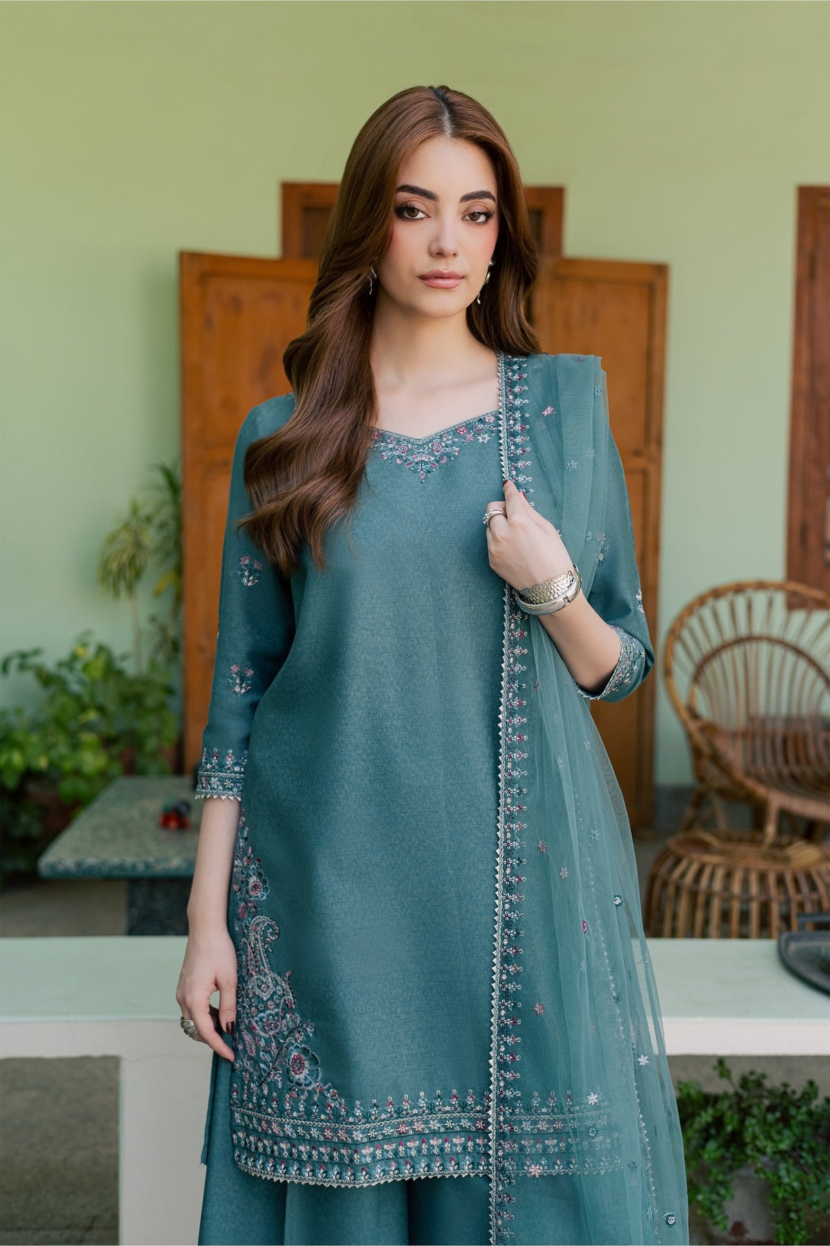 Neelara 3Pc - Embroidered Karandi Pret