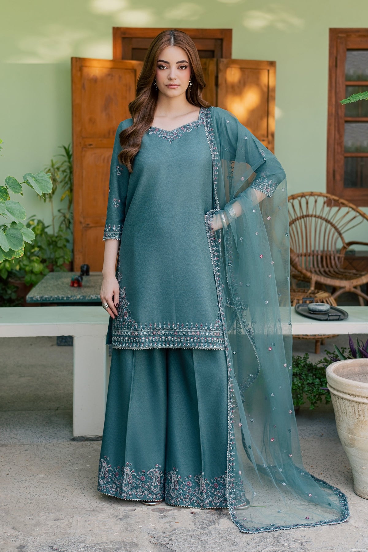 Neelara 3Pc - Embroidered Karandi Pret