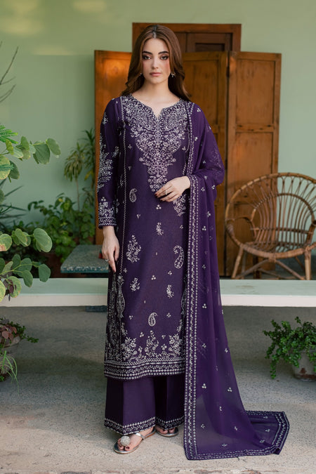 Neena 3Pc - Embroidered Karandi Pret