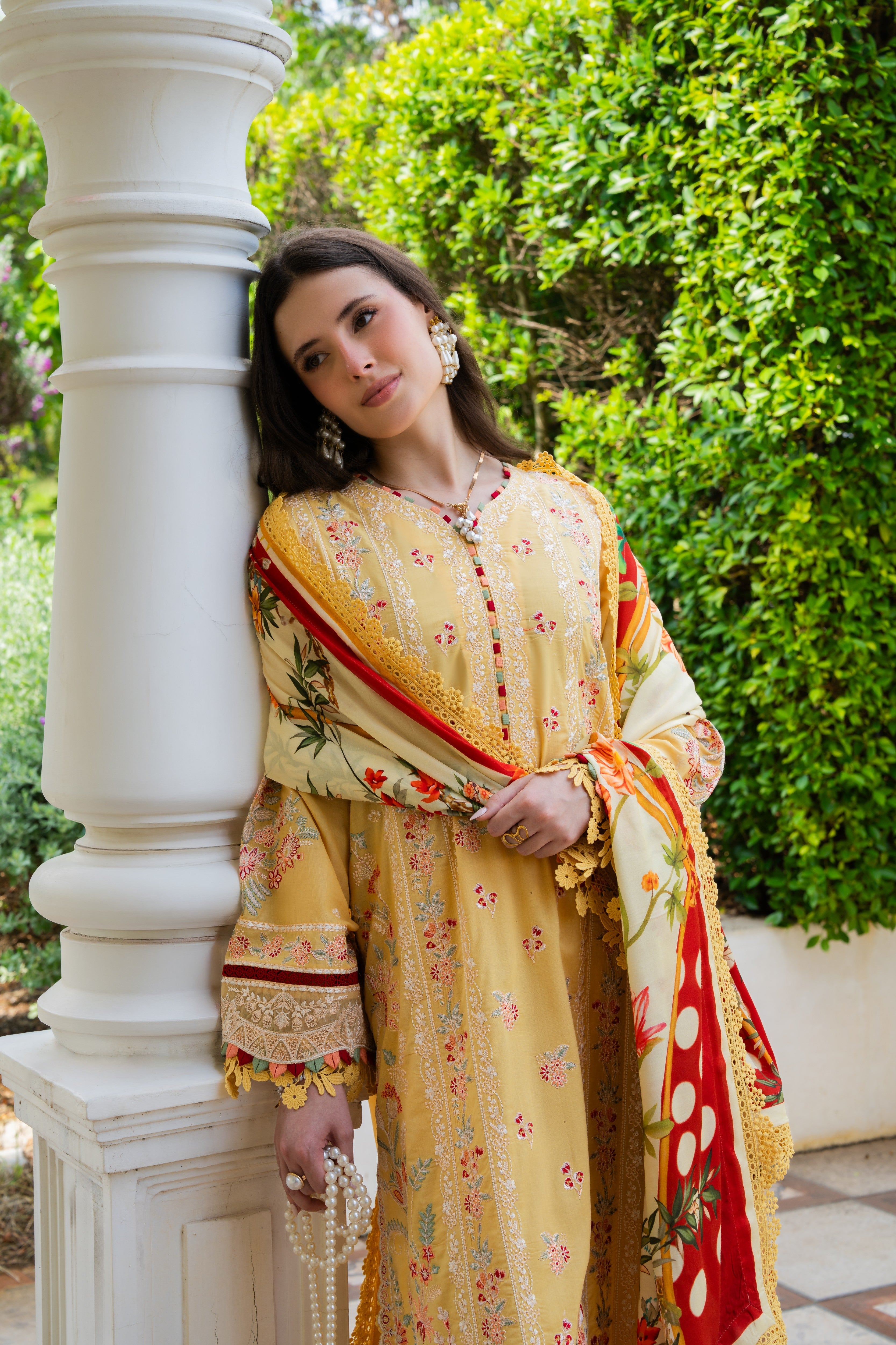 Aneelas Luxury Lawn Emb 3pc Chiffon Print Duppata [LUX-26-100-B] [Dispatch Time 2 Months]