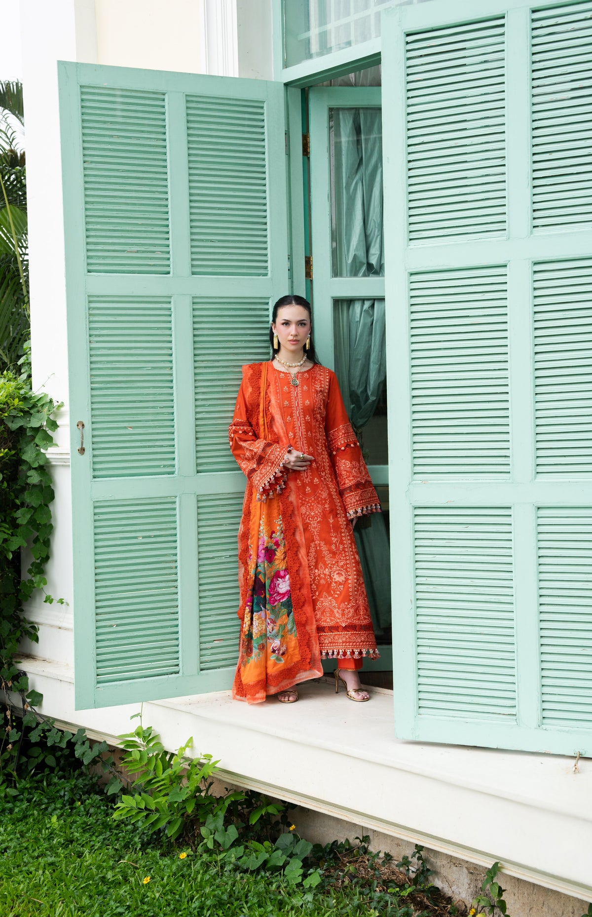 Aneelas Luxury Lawn Emb 3pc Silk Print Duppata [LUX-26-101-A] [Dispatch Time 2 Months]