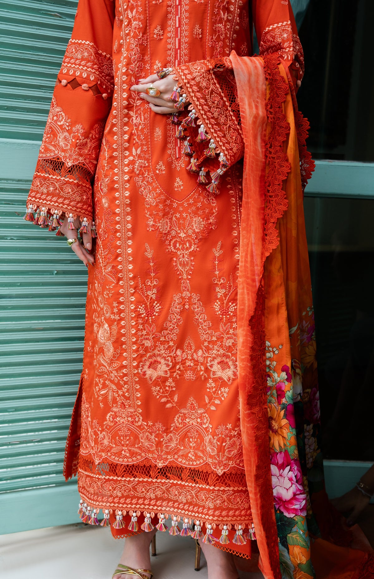 Aneelas Luxury Lawn Emb 3pc Silk Print Duppata [LUX-26-101-A] [Dispatch Time 2 Months]