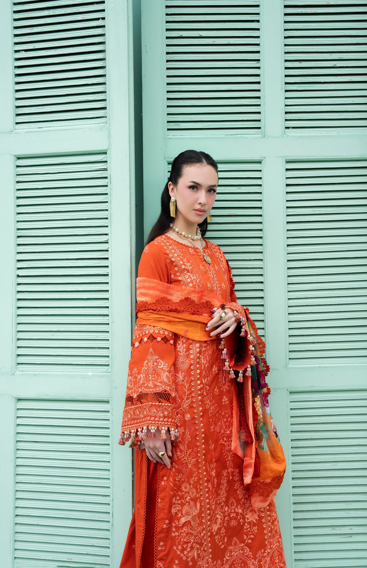 Aneelas Luxury Lawn Emb 3pc Silk Print Duppata [LUX-26-101-A] [Dispatch Time 2 Months]