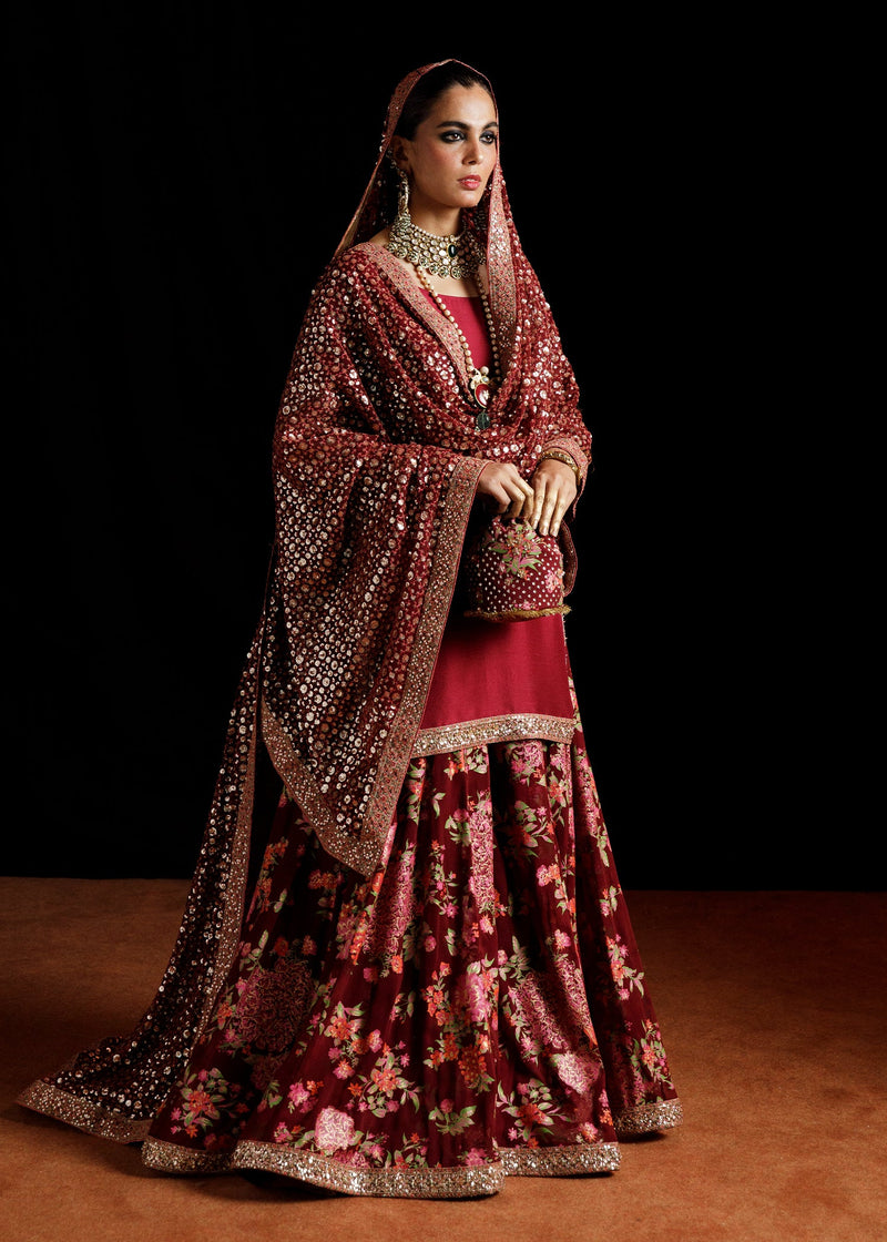 Embroidered Khaddi net dupatta(as shown)