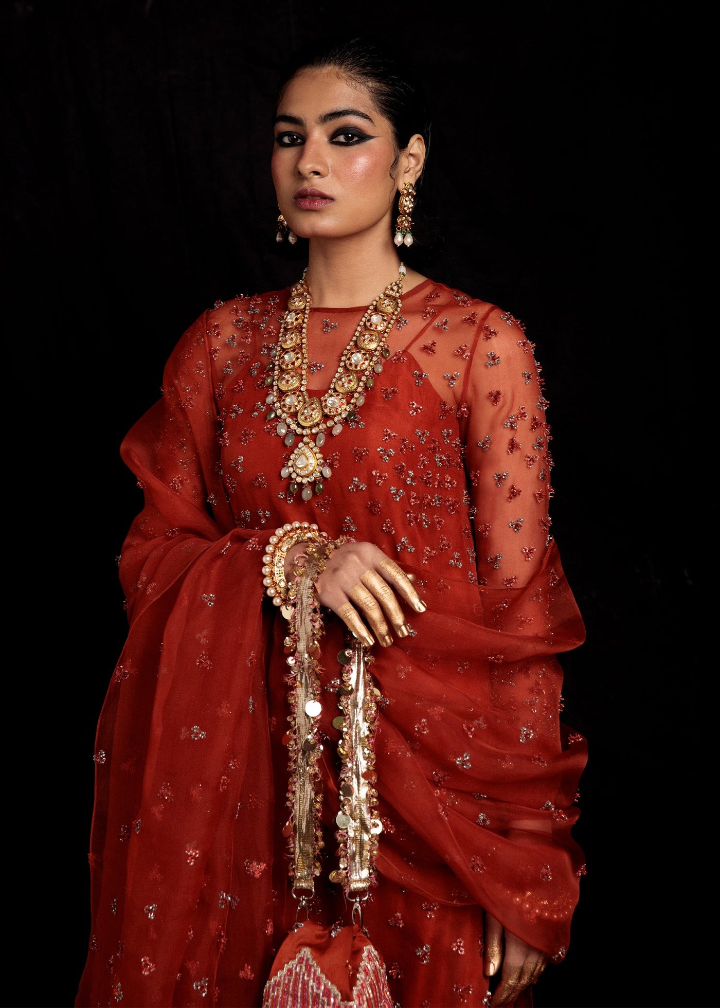 Handprinted Chiffon Dupatta (as shown)