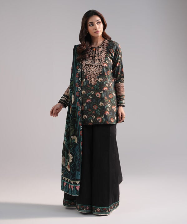 3 Piece - Embroidered Zari Lawn Suit