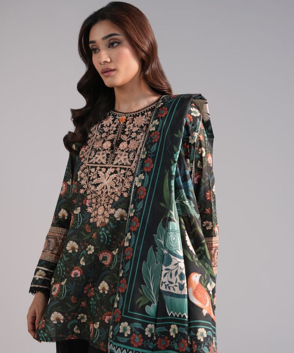 3 Piece - Embroidered Zari Lawn Suit
