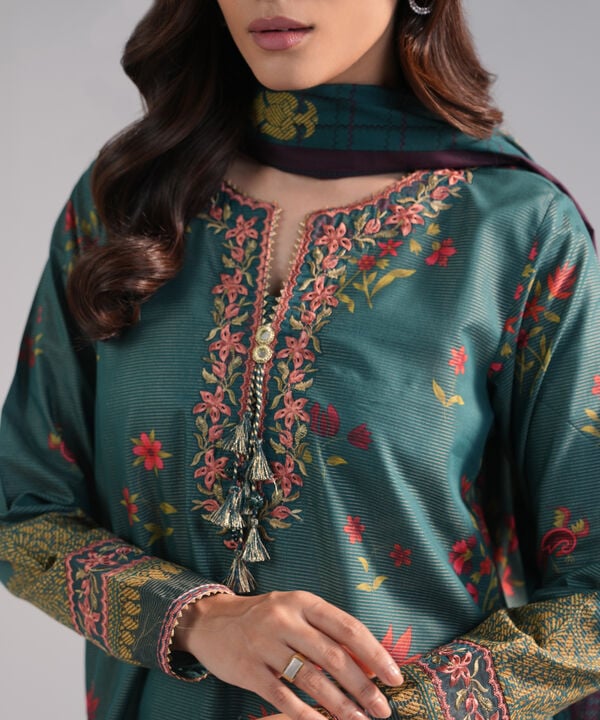 3 Piece - Embroidered Zari Lawn Suit