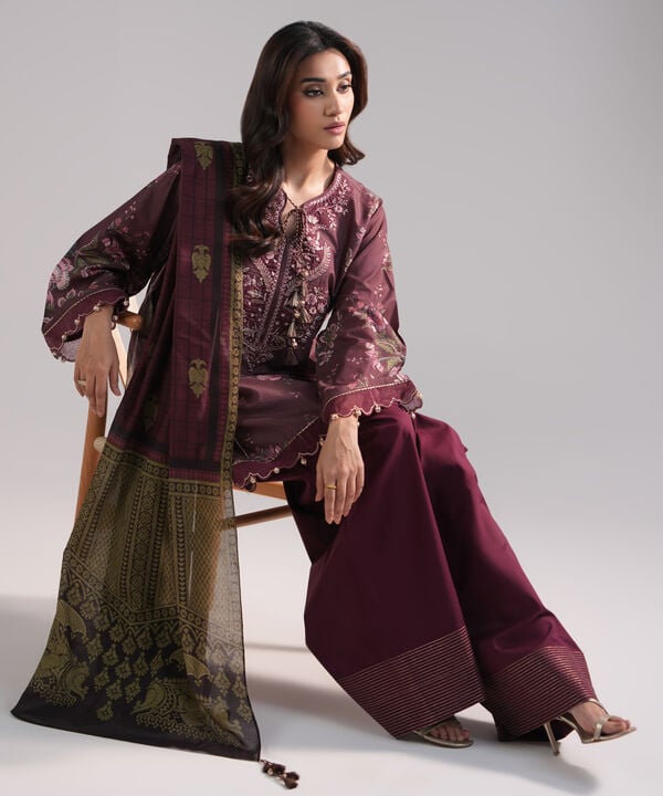 3 Piece - Embroidered Zari Lawn Suit