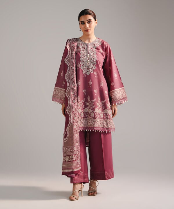 3 Piece - Embroidered Zari Lawn Suit