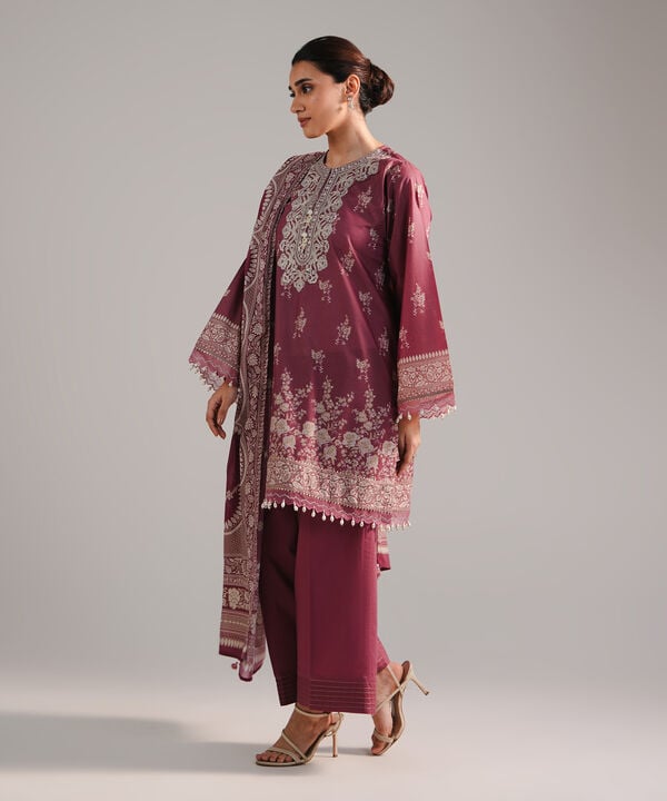 3 Piece - Embroidered Zari Lawn Suit