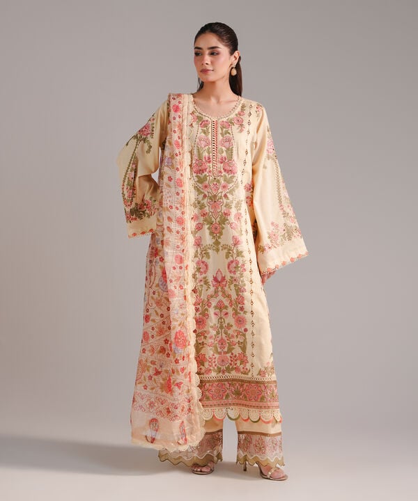 3 Piece - Embroidered Jacquard Suit