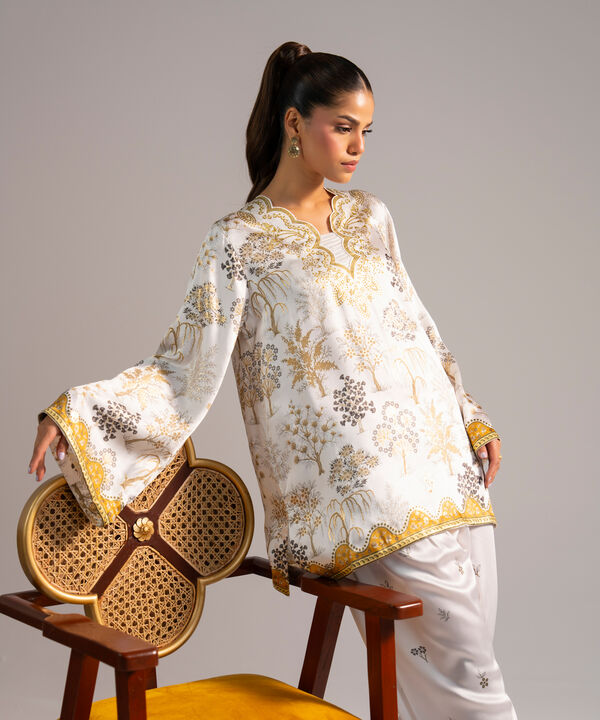 2 Piece - Printed Satin Suit