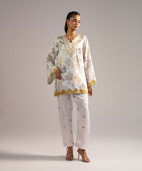 2 Piece - Printed Satin Suit