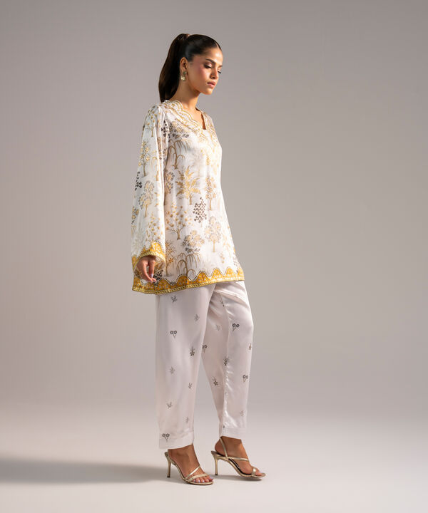 2 Piece - Printed Satin Suit