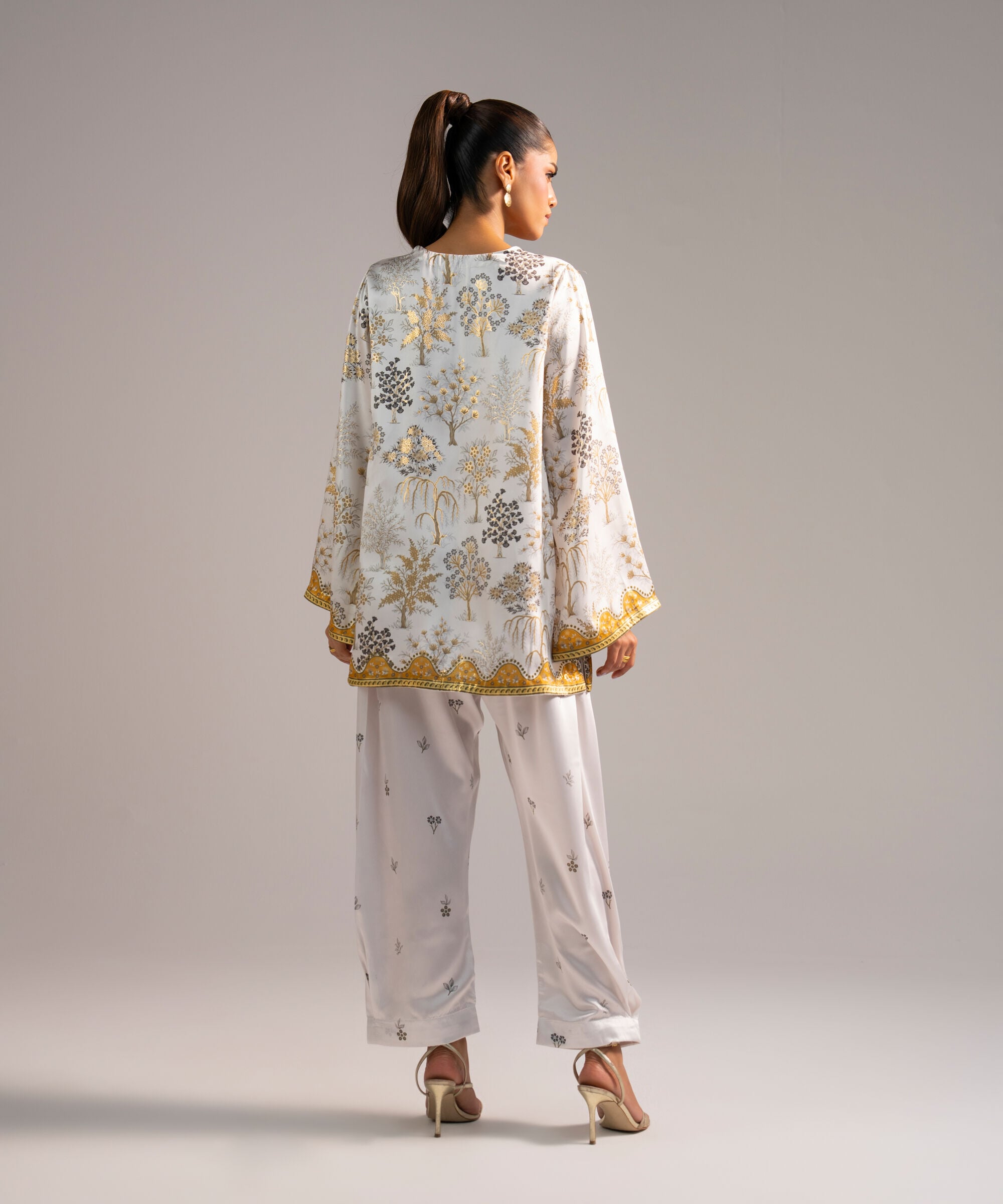 2 Piece - Printed Satin Suit