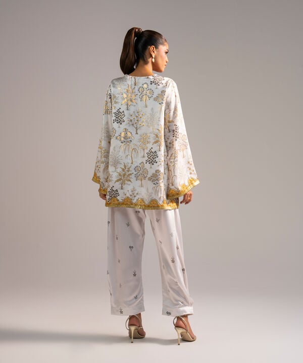 2 Piece - Printed Satin Suit