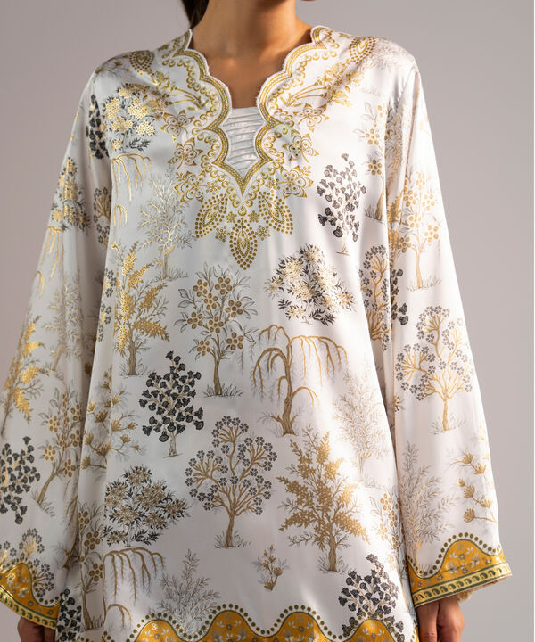 2 Piece - Printed Satin Suit