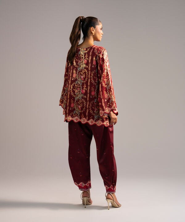 2 Piece - Printed Satin Suit