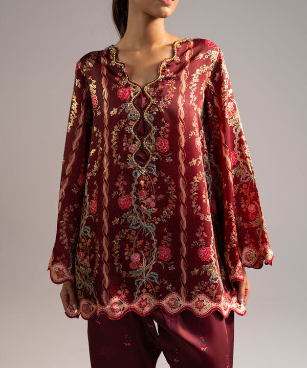 2 Piece - Printed Satin Suit