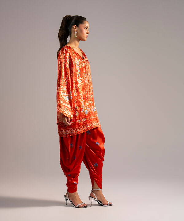 2 Piece - Printed Satin Suit
