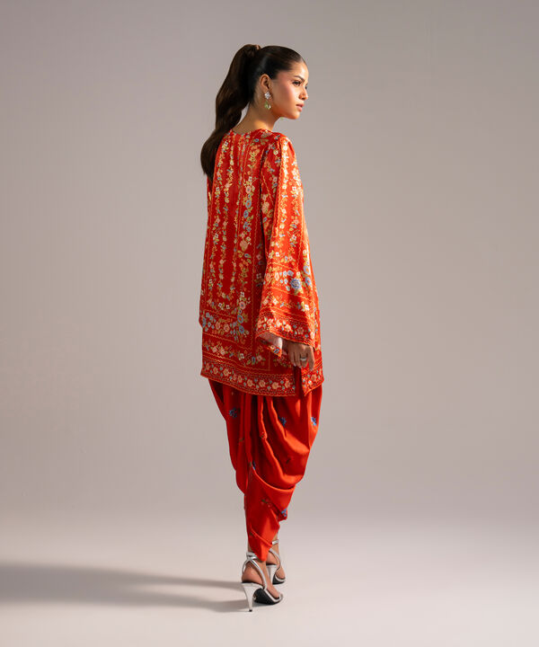 2 Piece - Printed Satin Suit