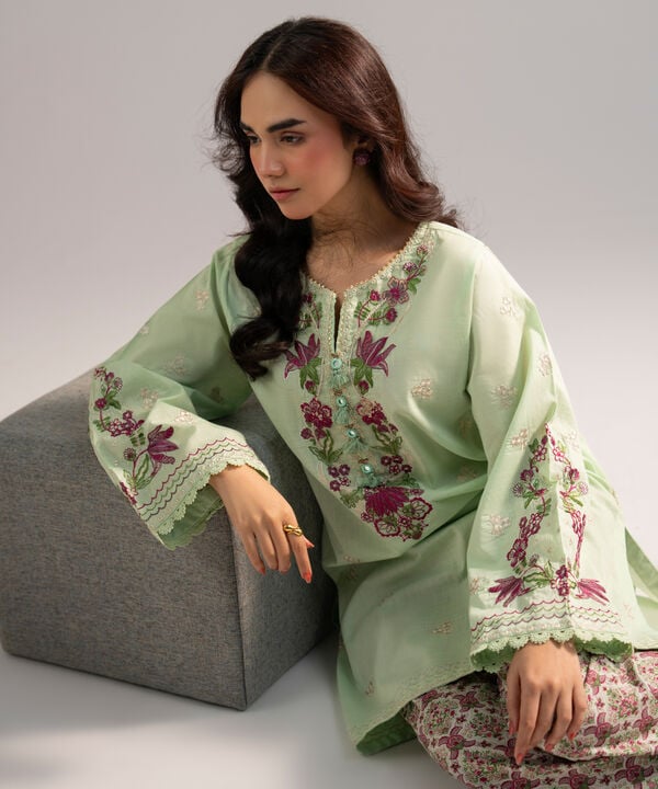 2 Piece - Embroidered Crosshatch Suit