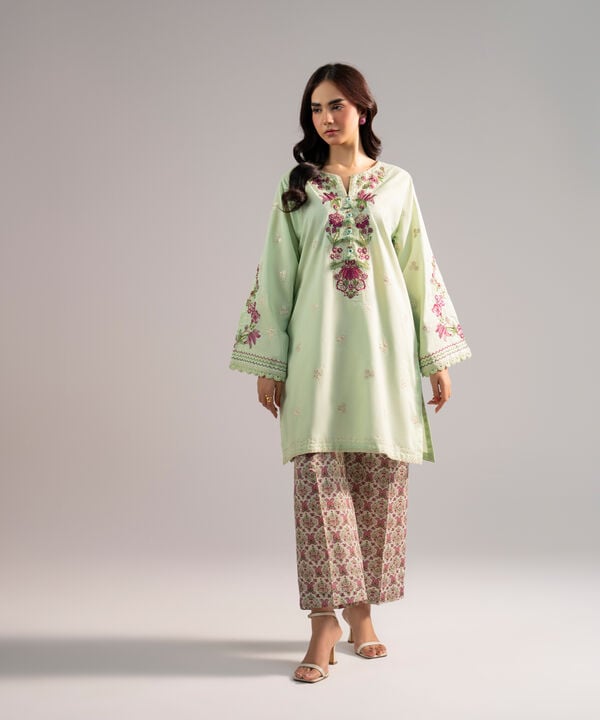 2 Piece - Embroidered Crosshatch Suit
