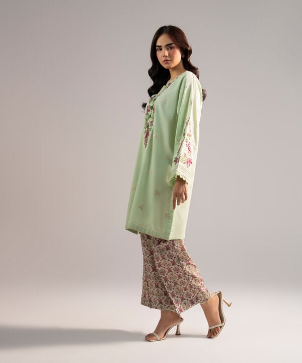 2 Piece - Embroidered Crosshatch Suit