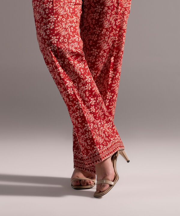 Printed Crosshatch Straight Pants